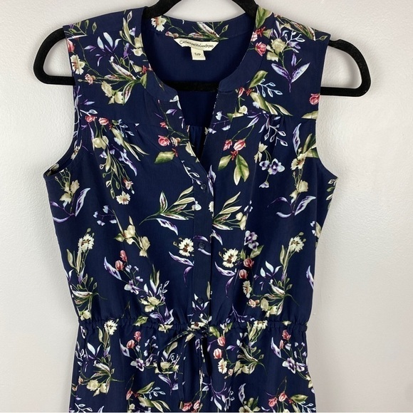 CATHERINE Malandrino Navy Blue Floral Sleeveless Dress Small - Picture 4 of 13